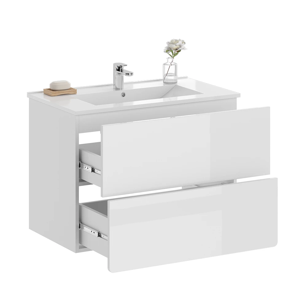 Set mobila baie Vicco "Izan", alb lucios, 2 piese