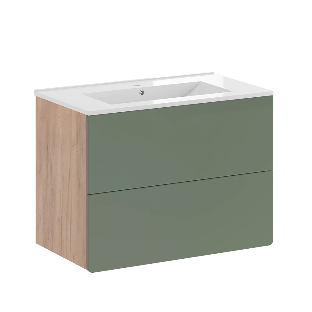 Vicco Badmöbel-Set Goldkraft Eiche/Grün 2-teilig, Izan