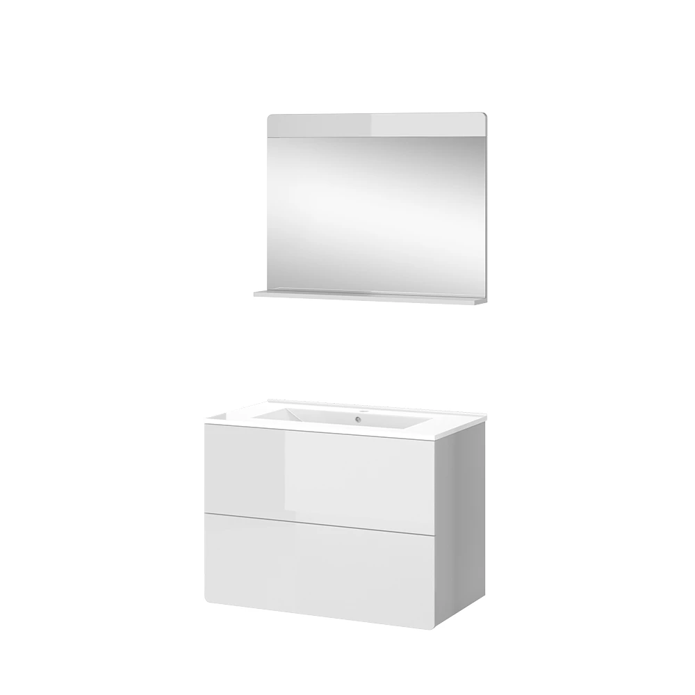 Vicco Badkamermeubelset "Izan", Wit Hoogglans, 3 delen