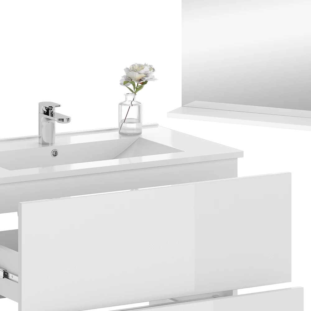 Conjunto de móveis de banheiro Vicco "Izan", branco alto brilho, 3 peças
