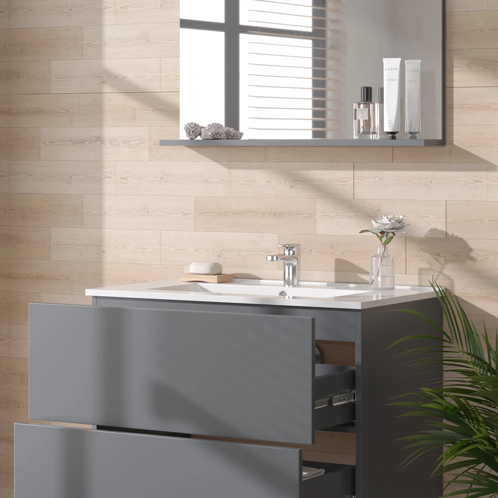 Vicco Conjunto de móveis de casa de banho Cinza , Izan