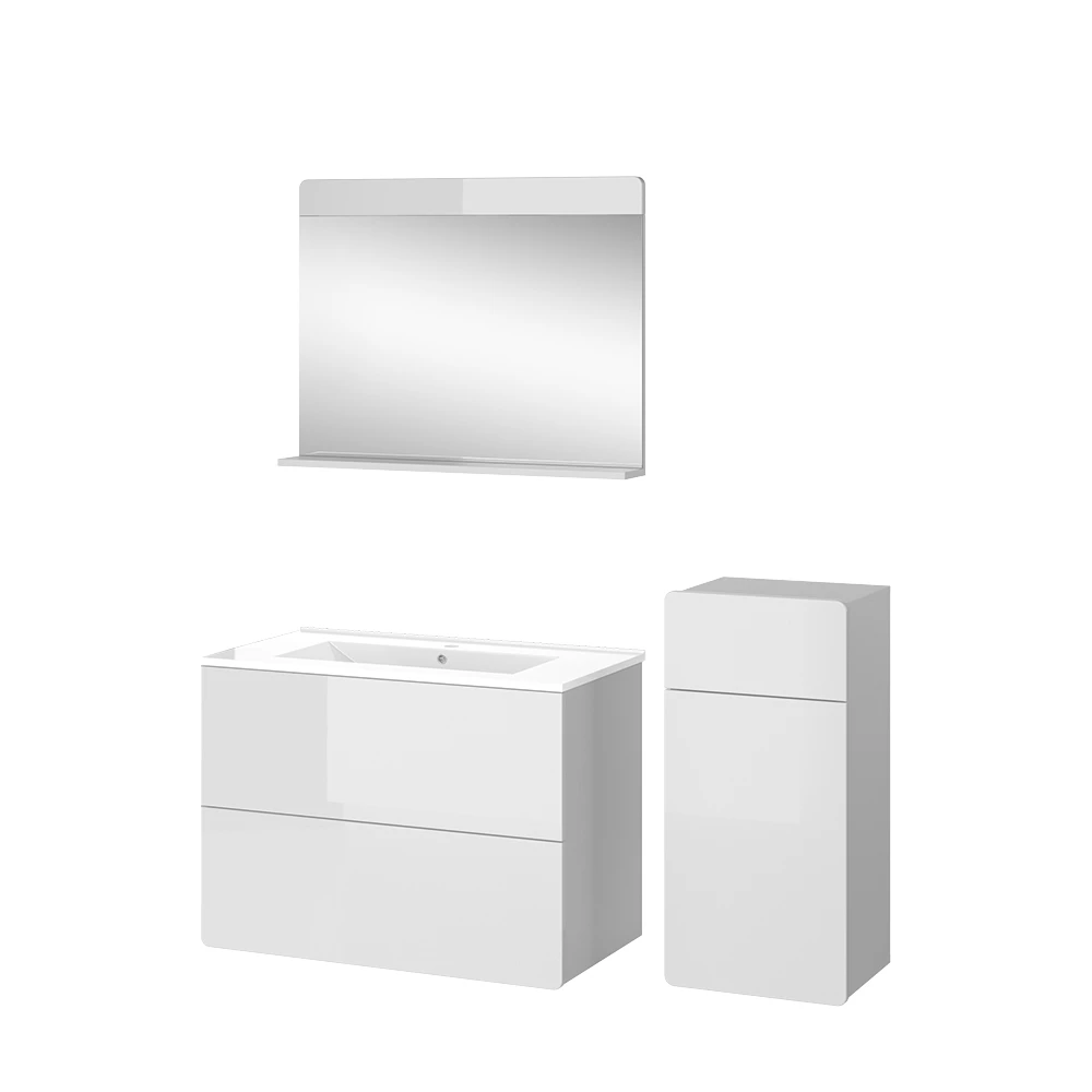 Vicco Badmöbel-Set "Izan", Weiß Hochglanz, 4 Teile mit Midischrank