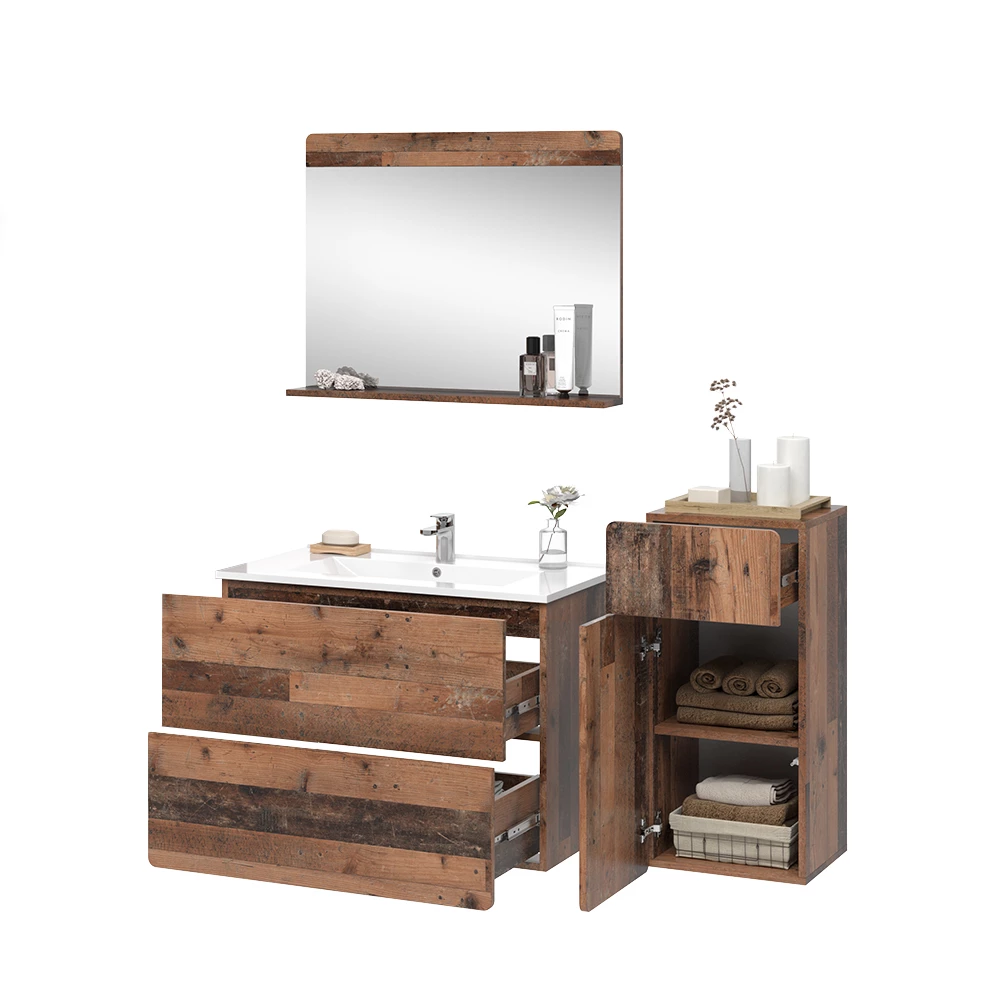 Vicco Set di mobili da bagno Oldstyle 4 pezzi con unità midi, Izan