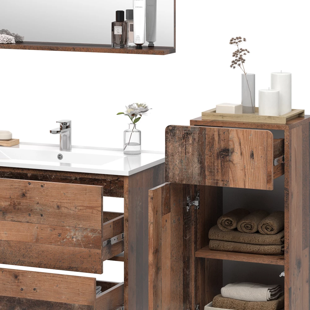 Vicco Set di mobili da bagno Oldstyle 4 pezzi con unità midi, Izan