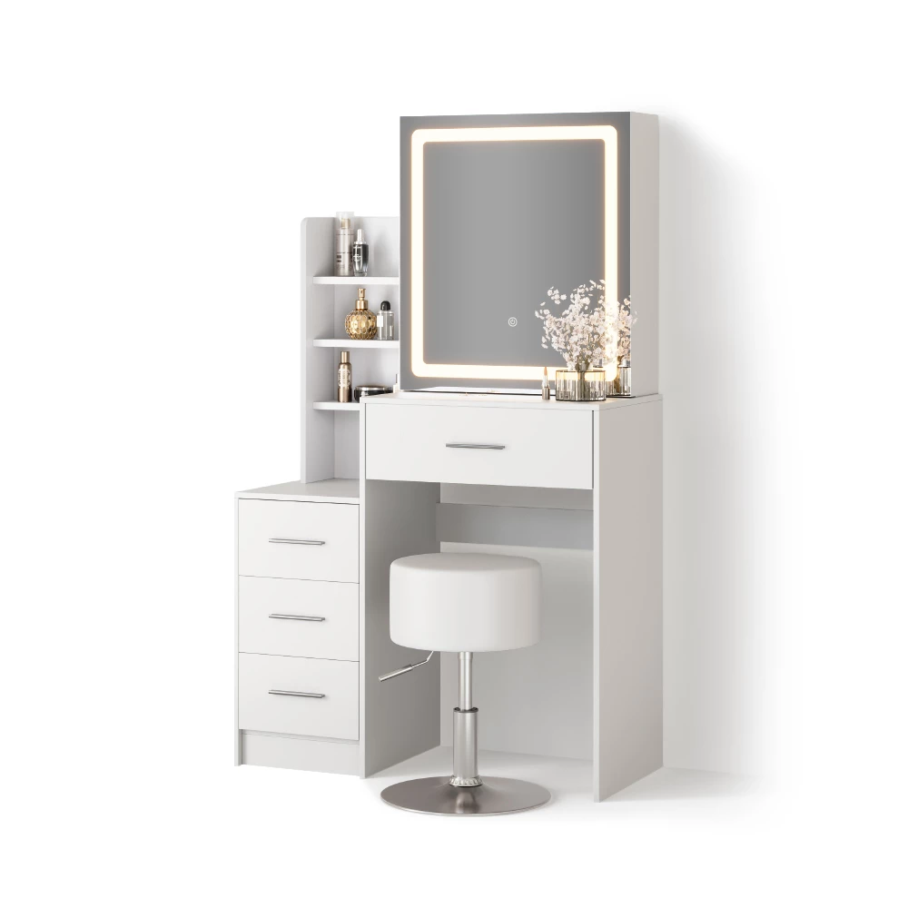 Schminktisch in Weiß auf weißem Hintergrund