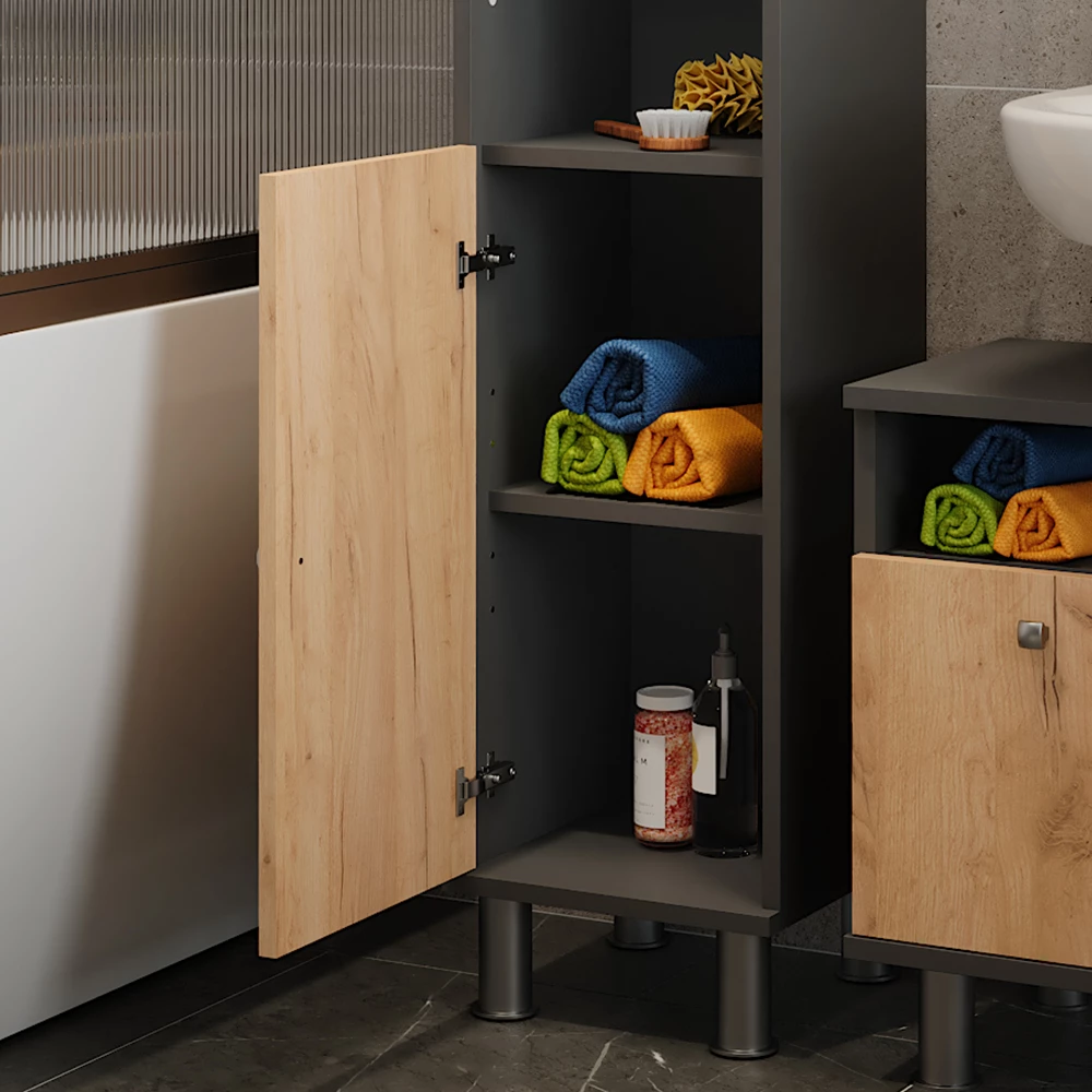 Vicco Hoge kast Antraciet/gouden eik 30 x 190 cm, Fynn