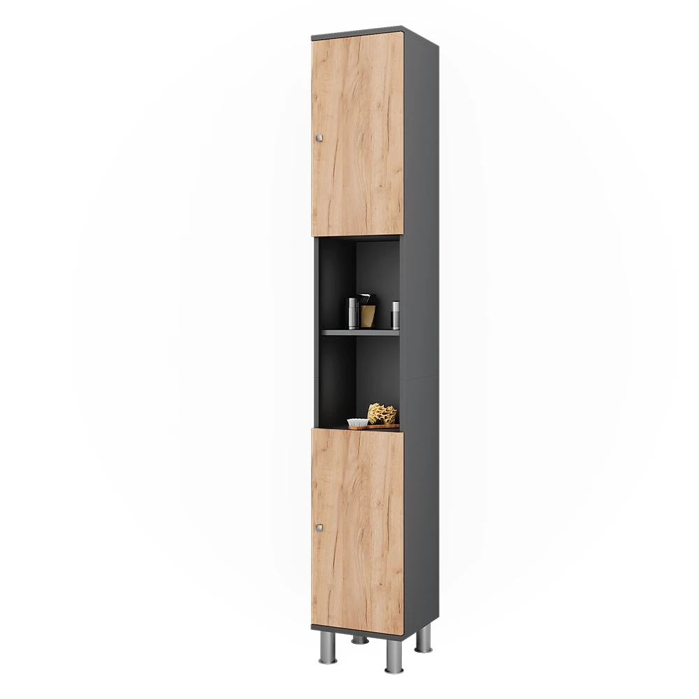 Vicco Hoge kast Antraciet/gouden eik 30 x 190 cm, Fynn