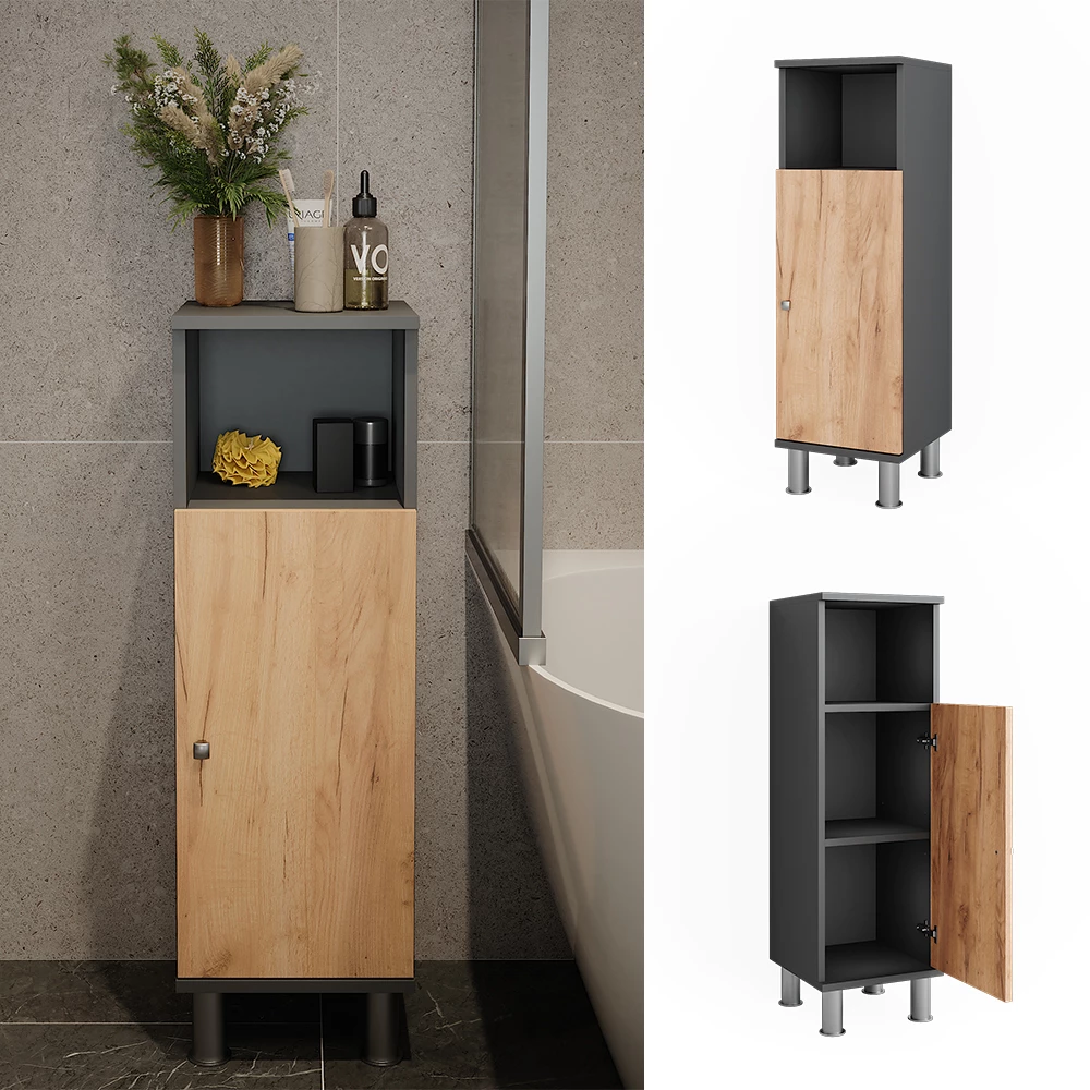 Vicco Midischrank Carvalho Antracite/Goldkraft 30x95 cm, Fynn
