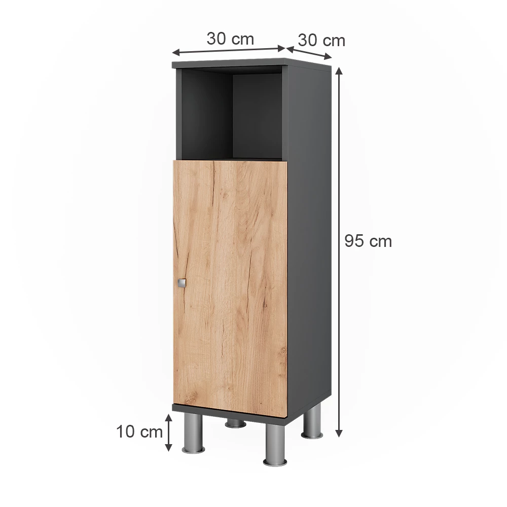 Vicco Midischrank Anthrazit/Goldkraft Eiche 30 x 95 cm, Fynn