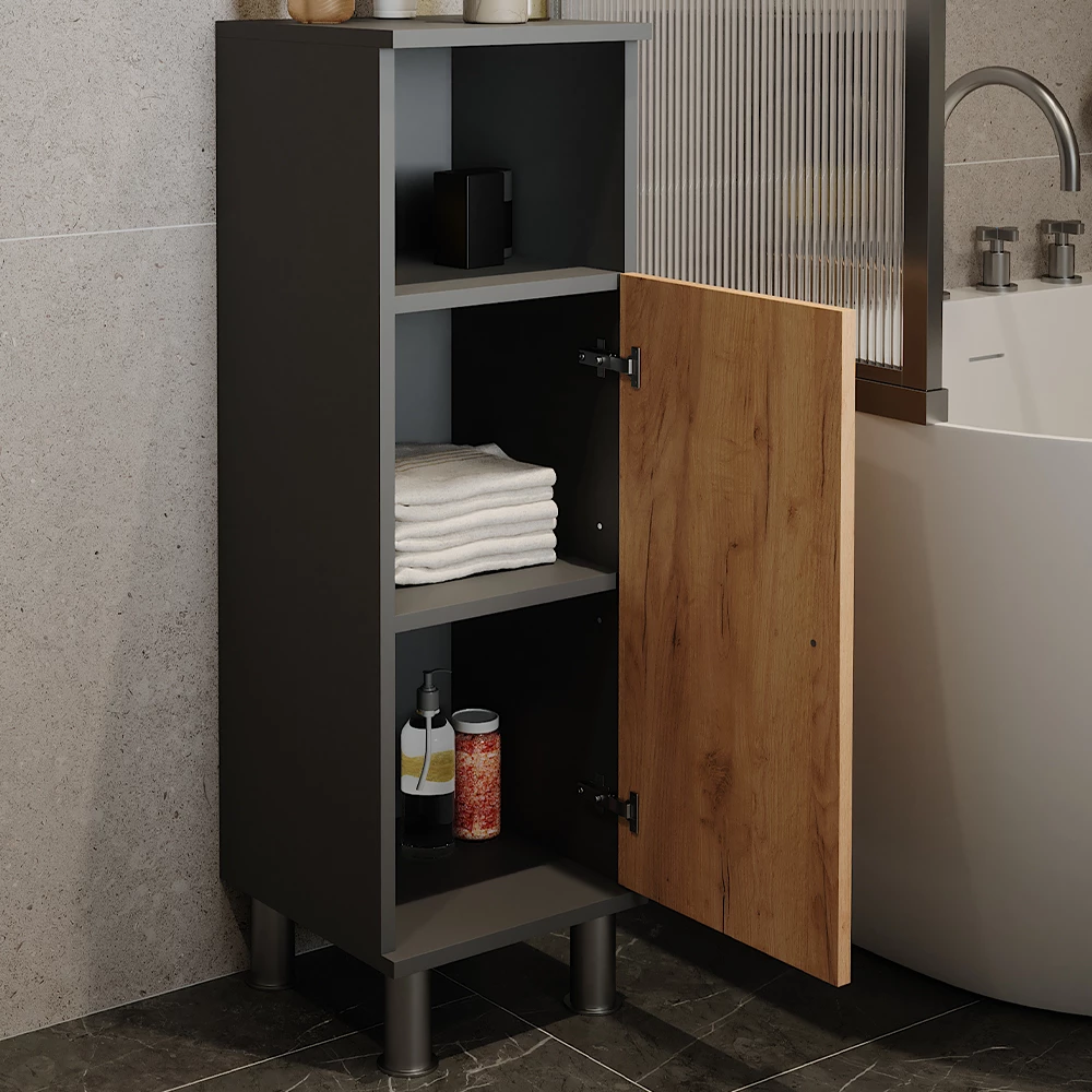 Vicco Midischrank Anthrazit/Goldkraft Eiche 30 x 95 cm, Fynn