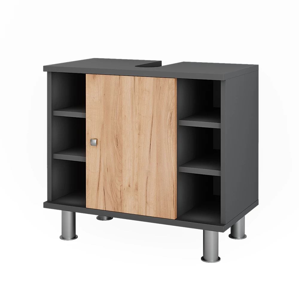 Vicco Vanity unit for washbasin Antrasiitti/Goldkraft tammi 60x54 cm6 hyllyä, Fynn