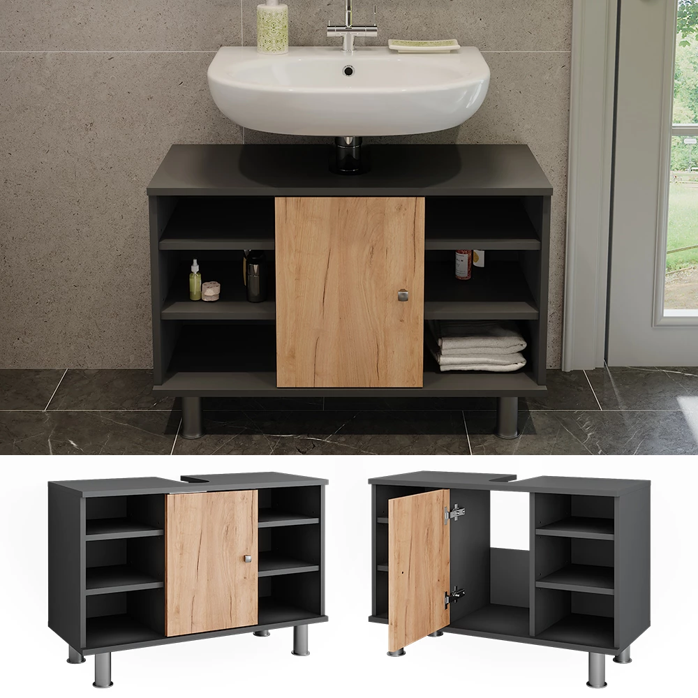 Vicco Vanity unit for washbasin Antracit/zlatý dub 80 x 54 cm, Fynn