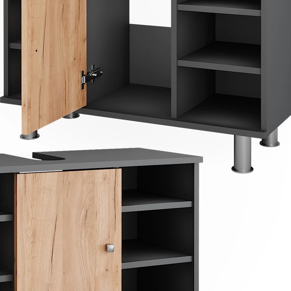 Vicco Waschbeckenunterschrank Anthrazit/Goldkraft Eiche 80 x 54 cm, Fynn