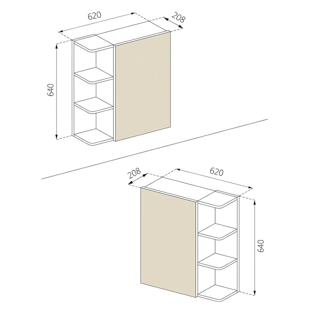 Vicco Spiegelschrank Goldkraft Eiche 62 x 64 cm, Fynn