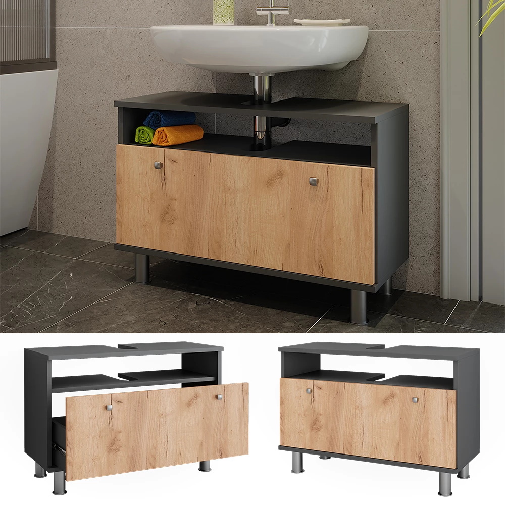 Vicco Vanity unit for the washbasin Antracit/zlatý dub 80.2 x 54 cm so zásuvkou, Fynn