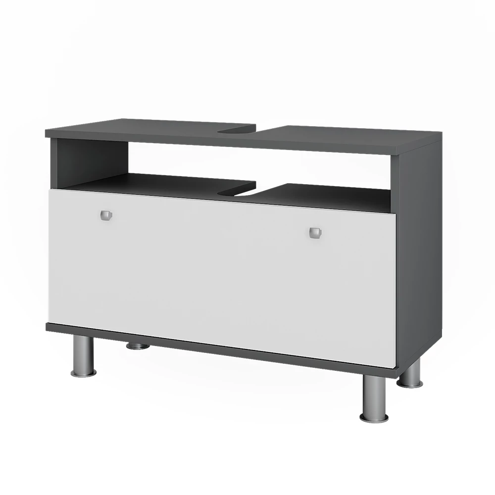 Vicco Tvättställsskåp Antracit/vit högglans 80.2x54 cmmed låda, Fynn