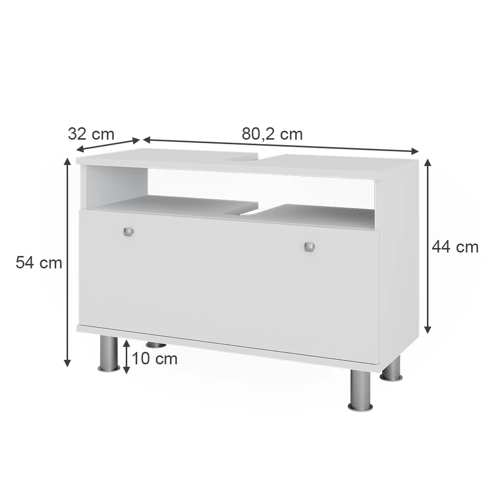 Vicco Waschbeckenunterschrank Weiß 80.2 x 54 cm mit Schublade, Fynn