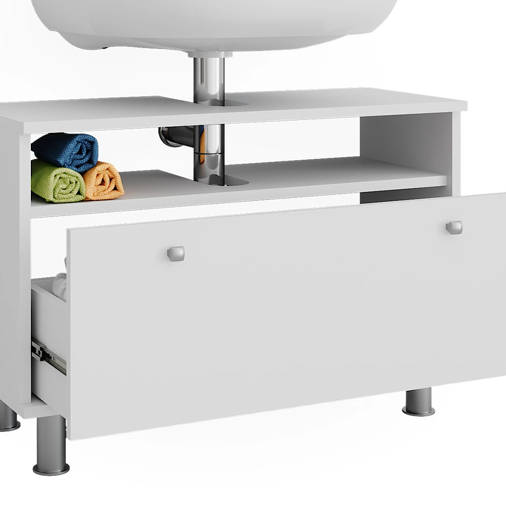Vicco Waschbeckenunterschrank Weiß 80.2 x 54 cm mit Schublade, Fynn