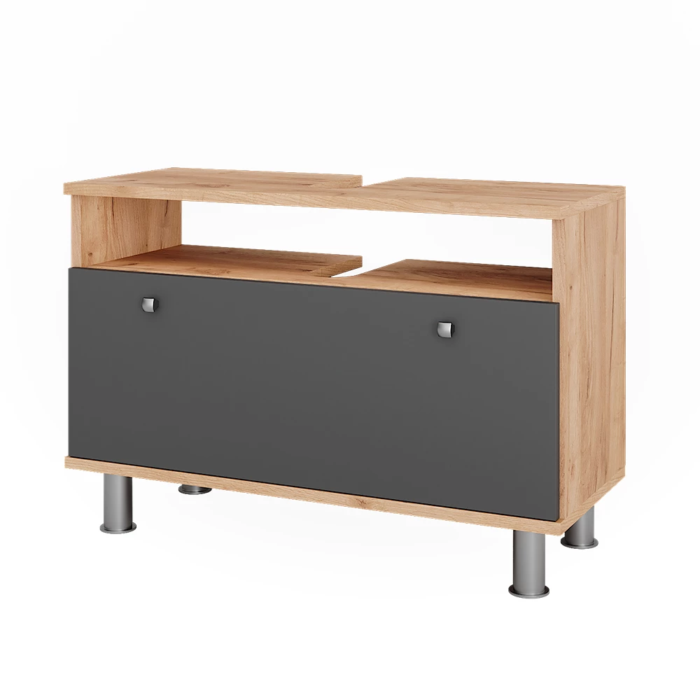 Vicco Waschbeckenunterschrank Goldkraft Eiche/Anthrazit 80.2 x 54 cm mit Schublade, Fynn
