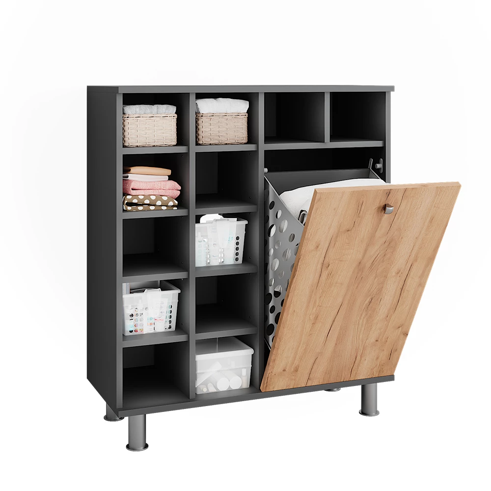 Vicco Wäscheschrank Anthrazit/Goldkraft Eiche 78.4 x 91.6 cm, Fynn