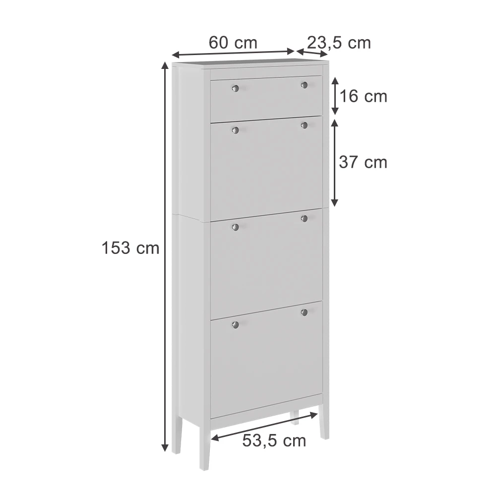 Vicco Omara za čevlje Bela 60 x 153 cm , 3 predali, Aron