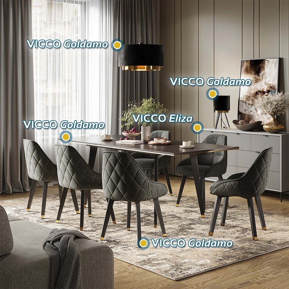 Vicco Lampe de table Noir 23x46cm Lot de 2, Goldamo