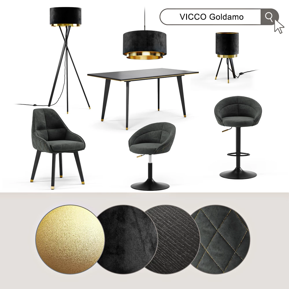 Vicco Tafellamp Zwart 23 x 46 cm, Goldamo