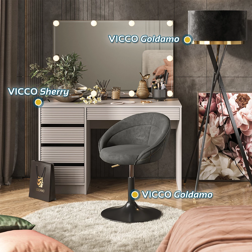 Vicco Hocker Anthrazit 45 x 79 cm drehbar 360 Grad, Goldamo