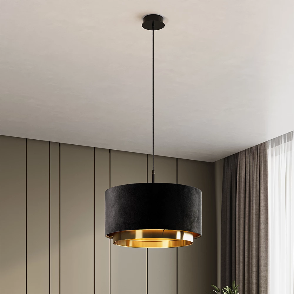 Vicco Hängeleuchter Schwarz 45 x 25.7 cm, Goldamo