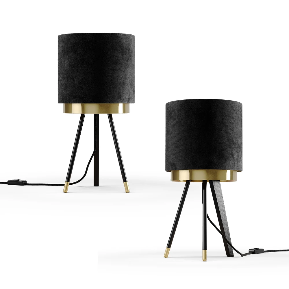 Vicco Lampe de table Noir 23x46cm Lot de 2, Goldamo