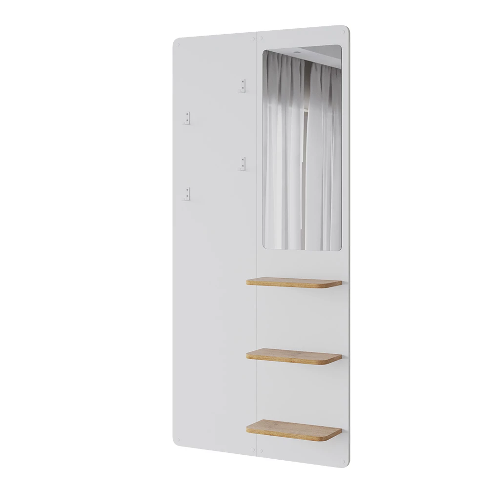 Vicco Väggklädhängare Vit/ek 70x150 cmmed spegel, Jochen