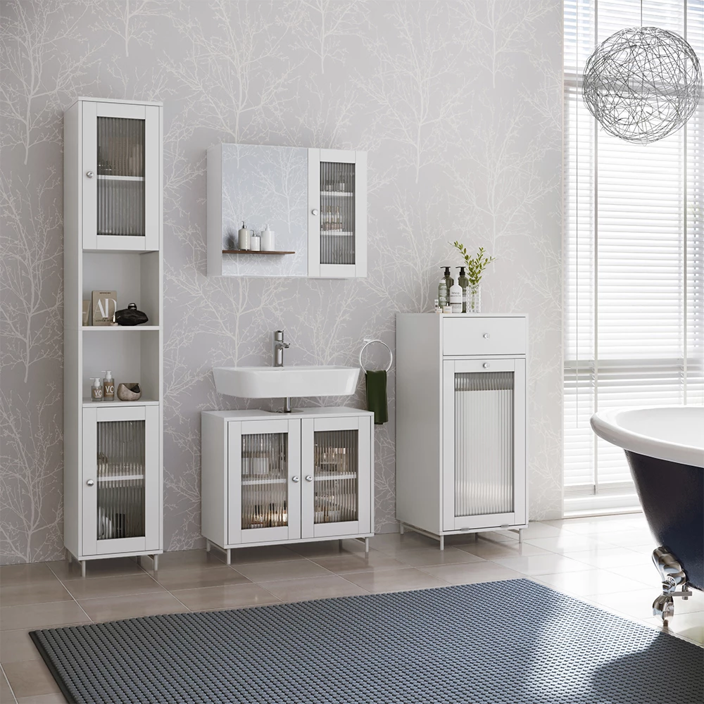 Vicco Set di mobili da bagno Bianco 3 parti, Malte