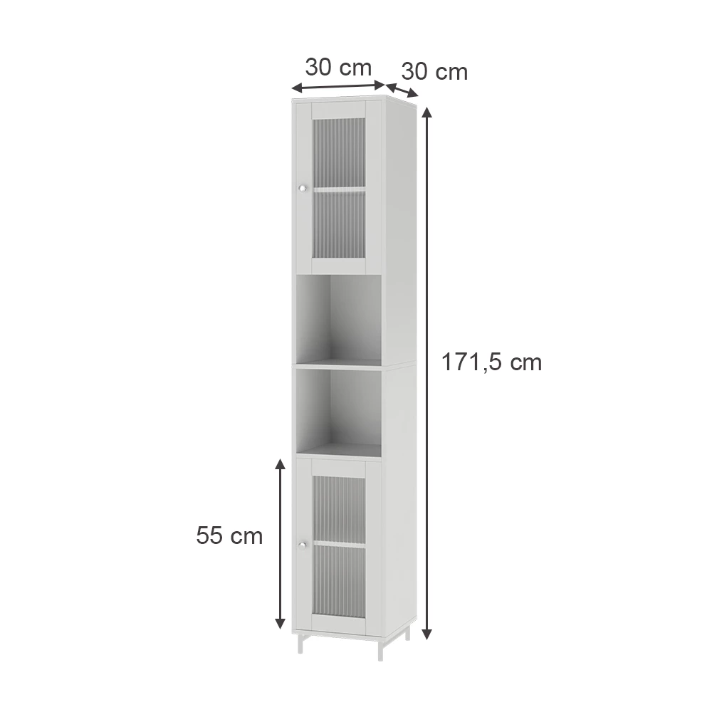 Vicco Badschrank "Malte", Weiß, 30 x 171.5 cm