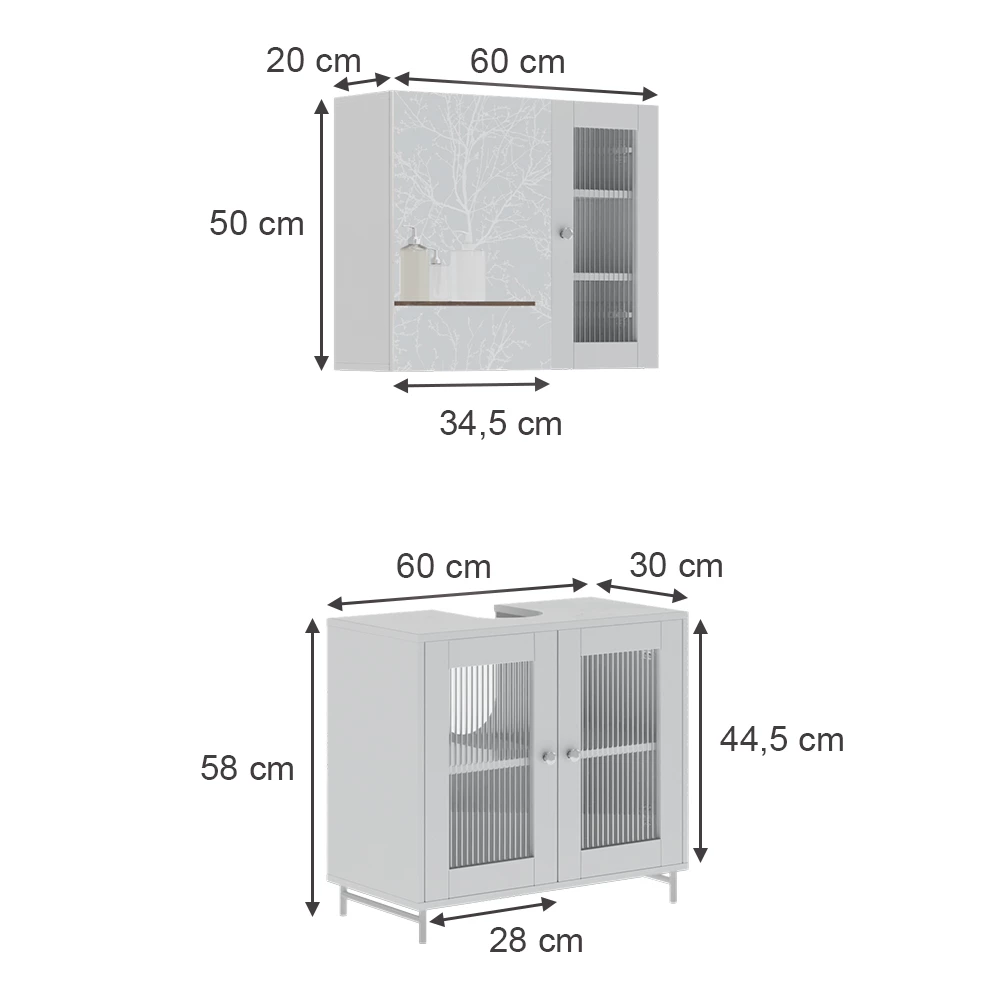 Vicco Badkamermeubelset Wit 2 delen, Malte
