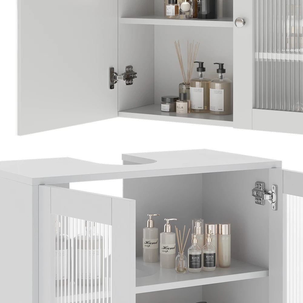 Vicco Set di mobili da bagno Bianco 3 parti, Malte