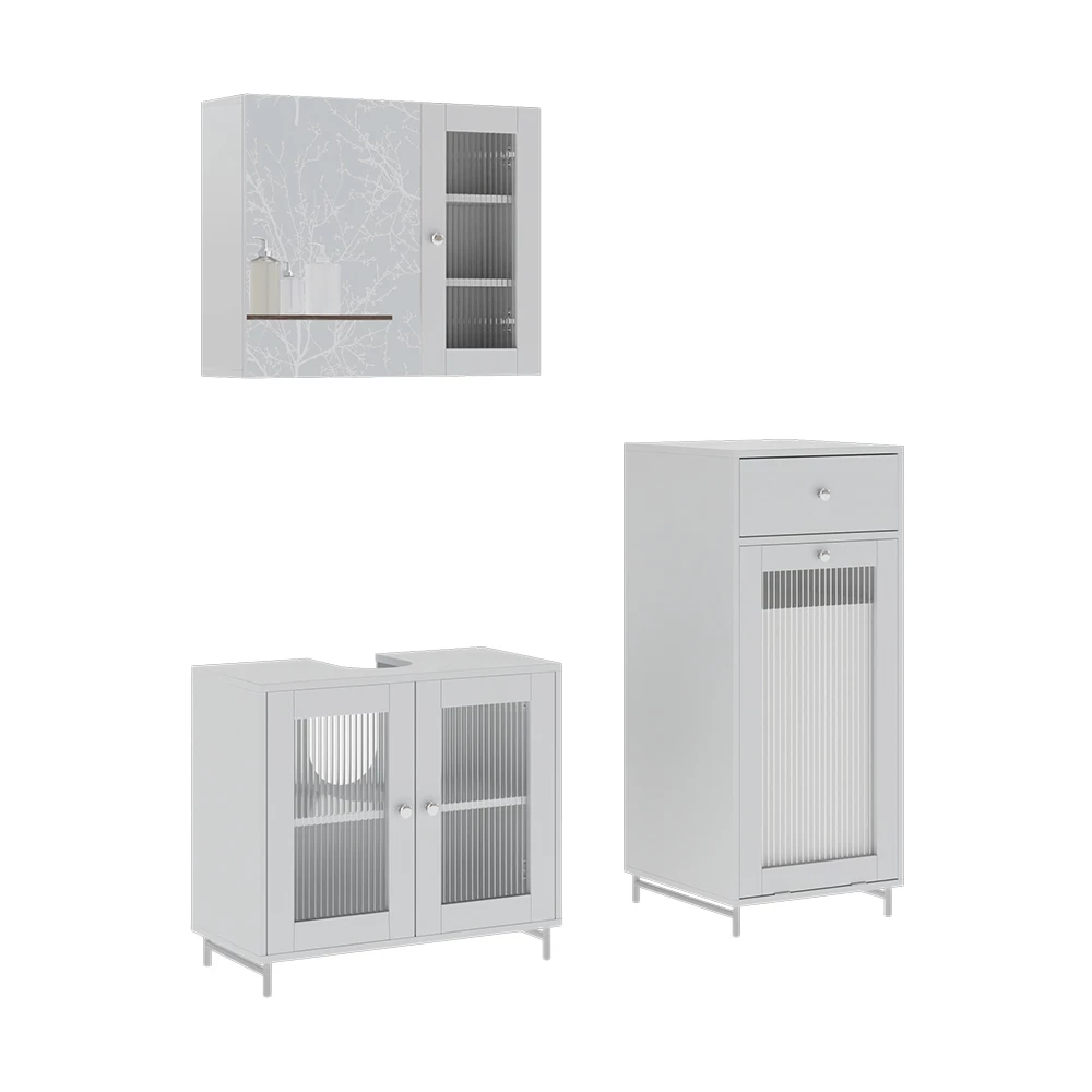 Vicco Set di mobili da bagno Bianco 3 parti, Malte