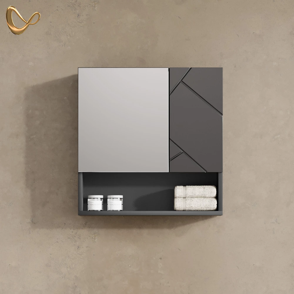 Badspiegelschrank Ronco Anthrazit Hochglanz 54 x 55 cm livinity®