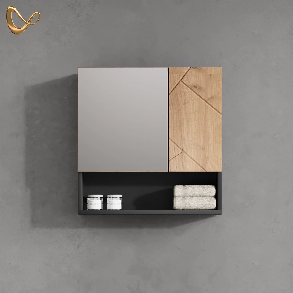 Badspiegelschrank Ronco Goldkraft Eiche/Anthrazit 54 x 55 cm livinity®