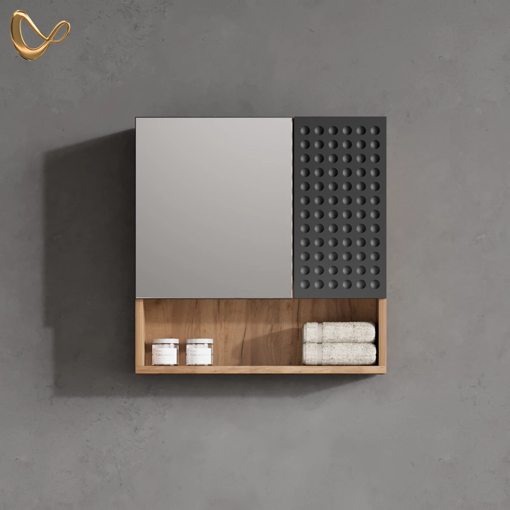 Badspiegelschrank Ronco Anthrazit gepunktet 54 x 55 cm livinity®
