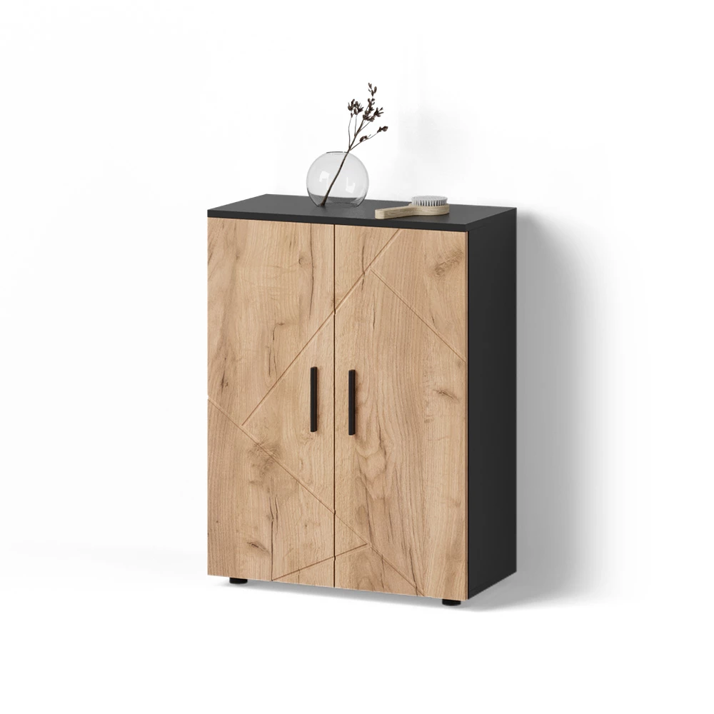 Midischrank in Goldkraft Eiche/Anthrazit auf weißem Hintergrund