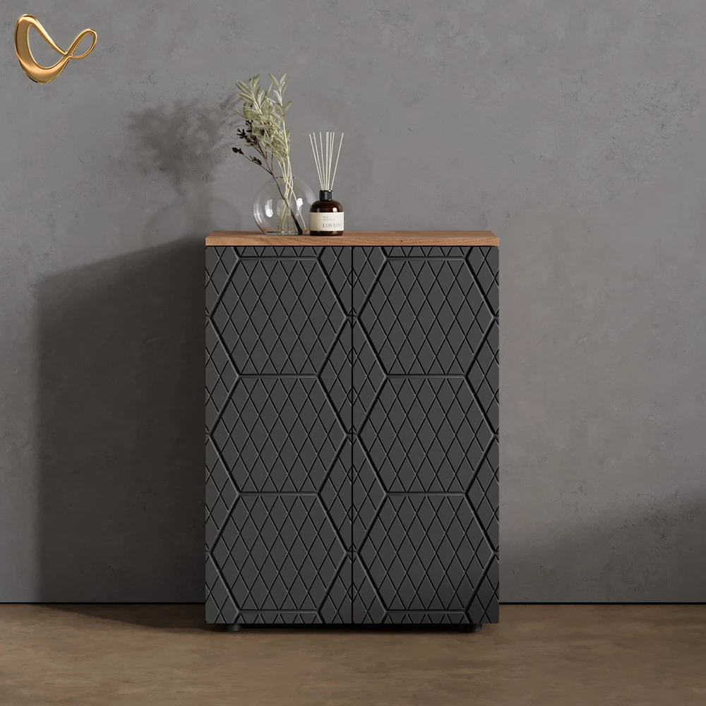 Midischrank Ronco Anthrazit mit Wabenstruktur 60 x 81 cm livinity®
