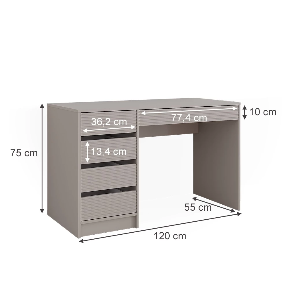 Vicco Dressing table Cashmere 120 cm without mirror, Sherry