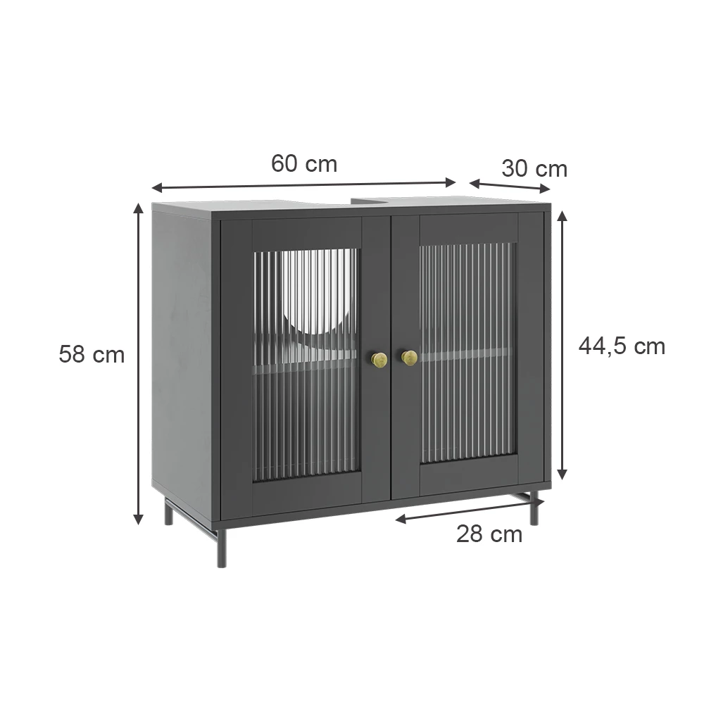 Vicco Mobiletto per lavabo Grigio 60 x 58 cm, Malte