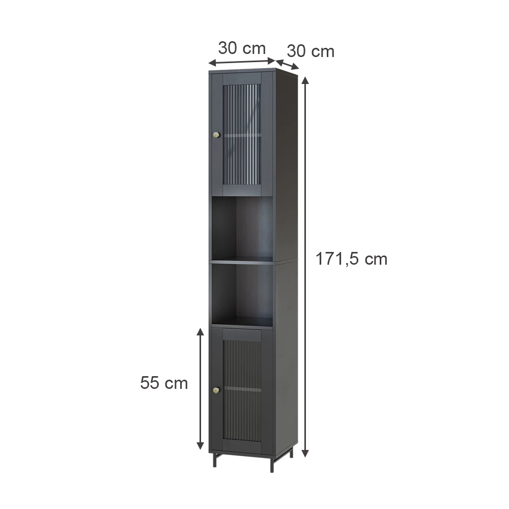 Vicco Badkamermeubel Grijs 30 x 171.5 cm, Malte