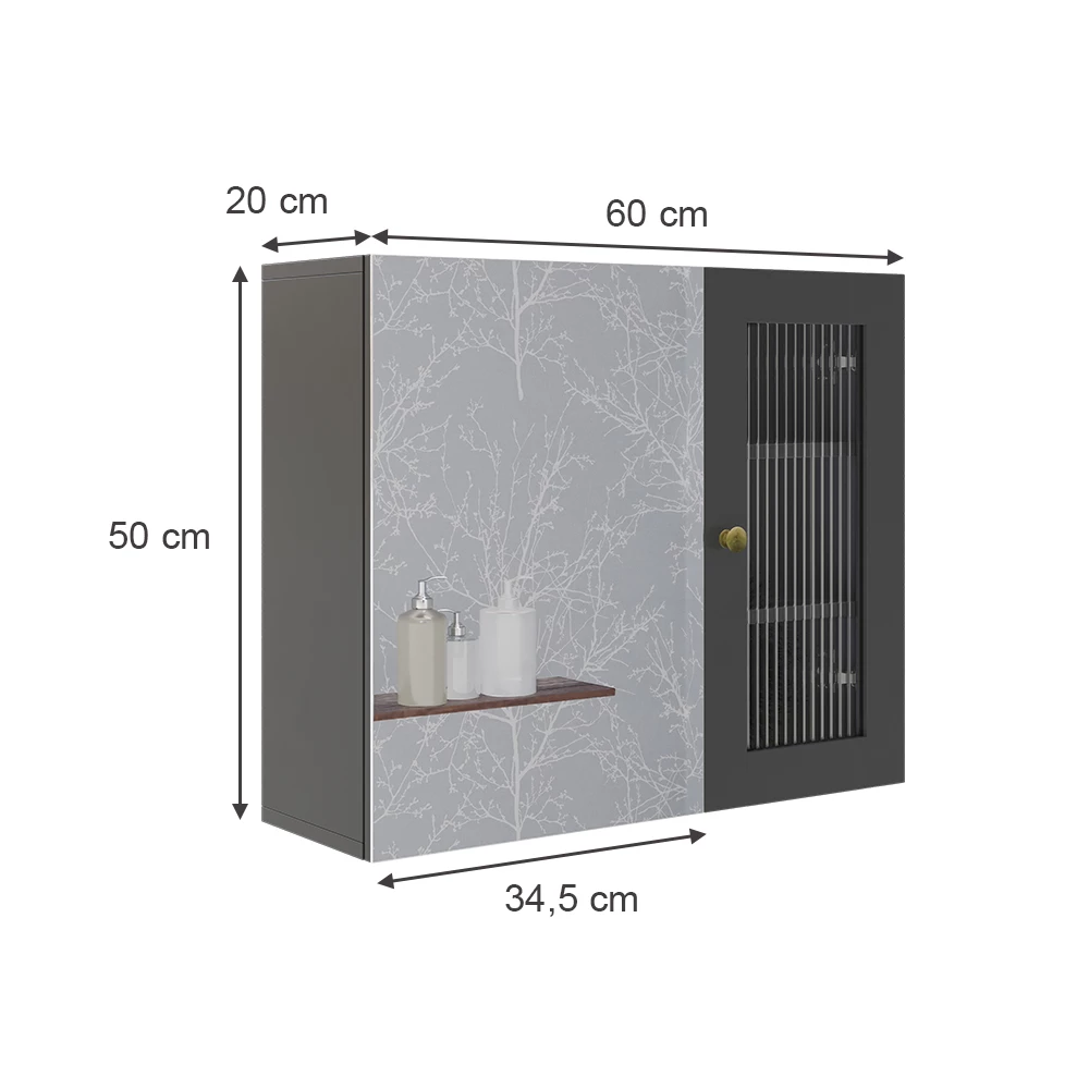 Vicco Badspiegelschrank Grau 60 x 50 cm mit Spiegel, Malte