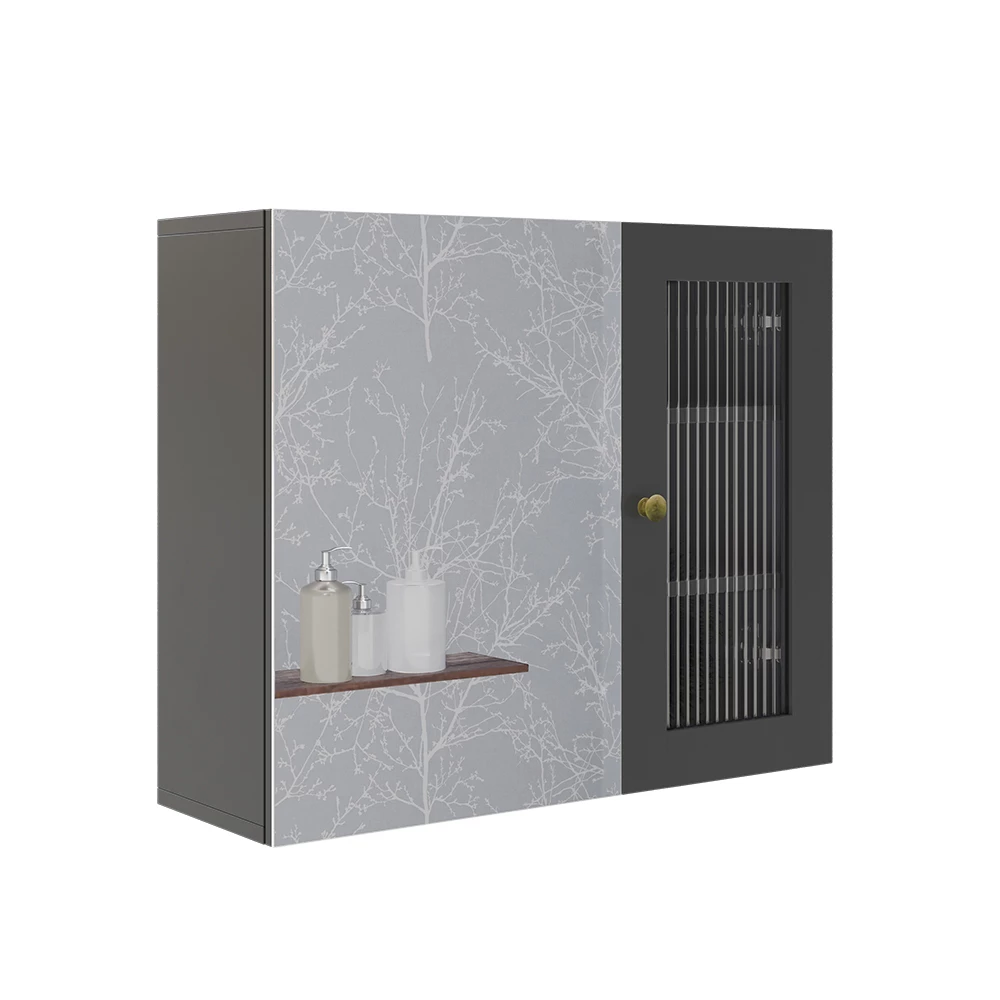 Vicco Badspiegelschrank Grau 60 x 50 cm mit Spiegel, Malte