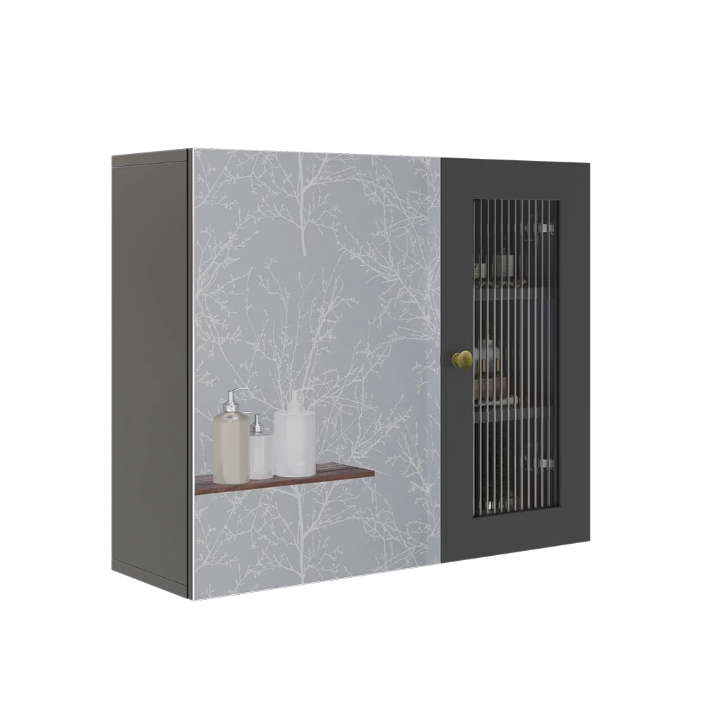 Vicco Badspiegelschrank Grau 60 x 50 cm mit Spiegel, Malte