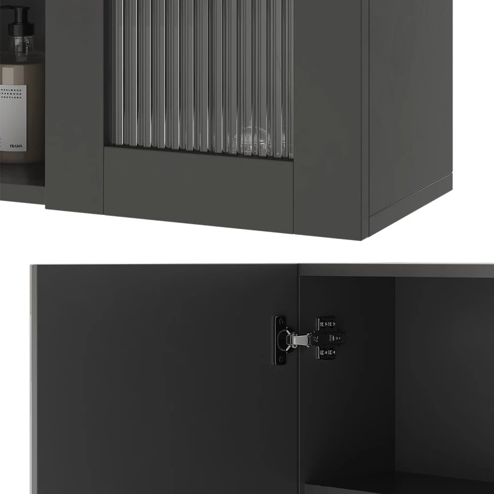 Vicco Badspiegelschrank Grau 60 x 50 cm mit Spiegel, Malte
