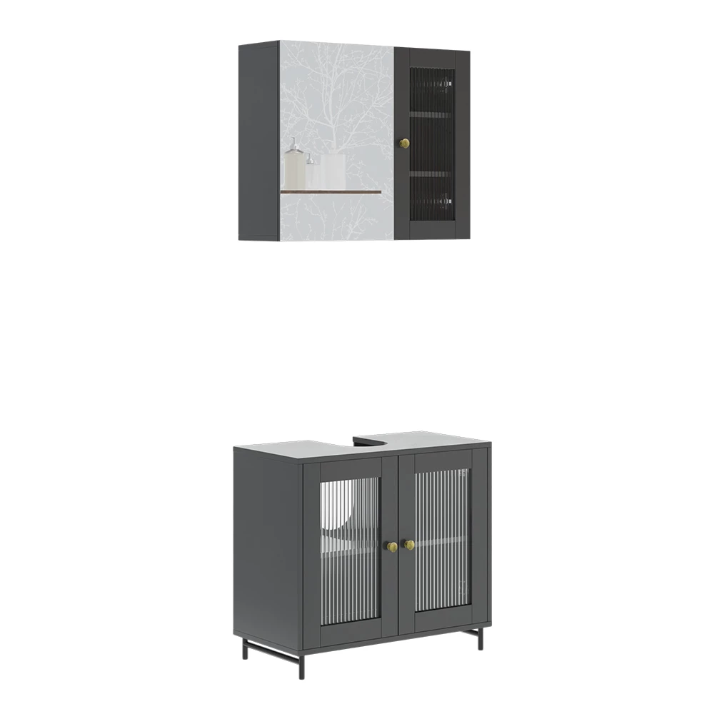 Vicco Badmöbel-Set Grau 2 Teile, Malte