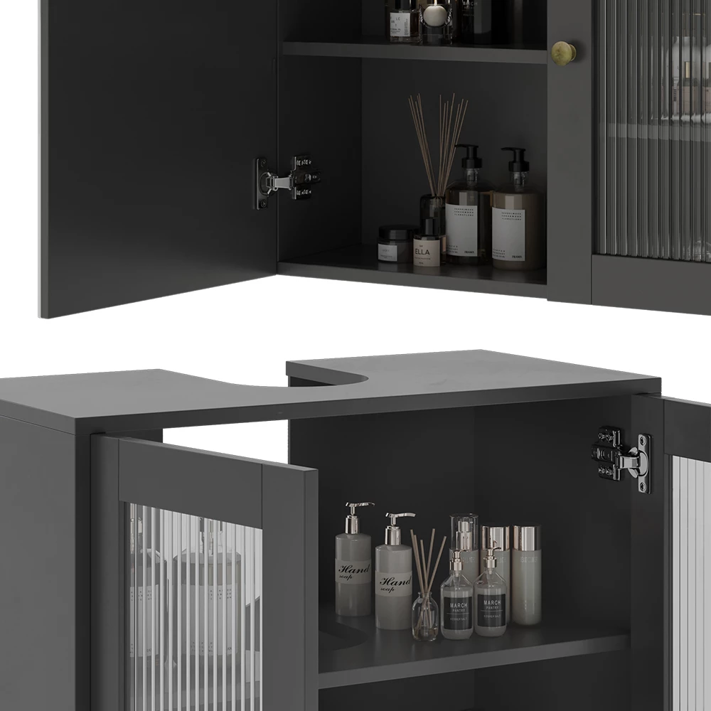 Vicco Badmöbel-Set Grau 2 Teile, Malte